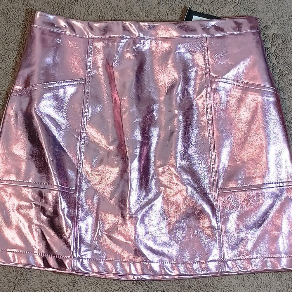 Art Class/Aline Skirt/Girls XL 14/Pink Metallic Faux Leather Party Trendy Style